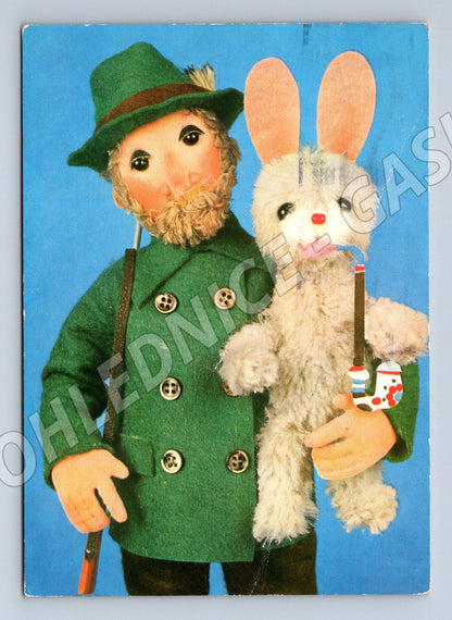 Pohlednice maňásci myslivec a zajíc Orbis (M4553)