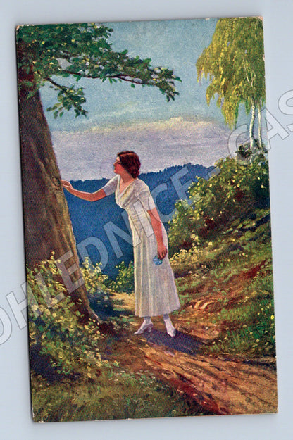 Pohlednice dívka u jezera L Winter (M4586)