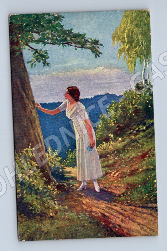 Pohlednice dívka u jezera L Winter (M4586)