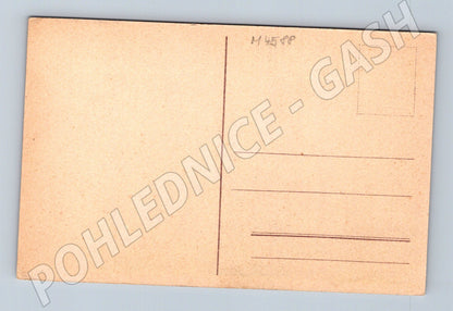 Pohlednice venkovská krajina dívka u rybníka (M4588)