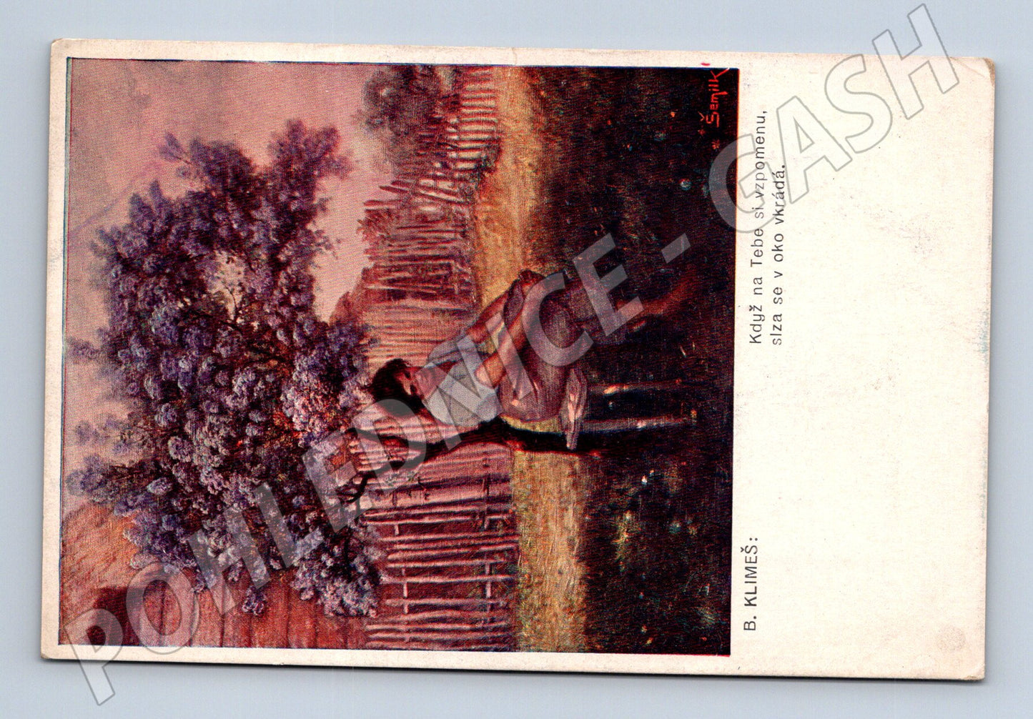Pohlednice B Klimeš dívka na lavičce (M4589)