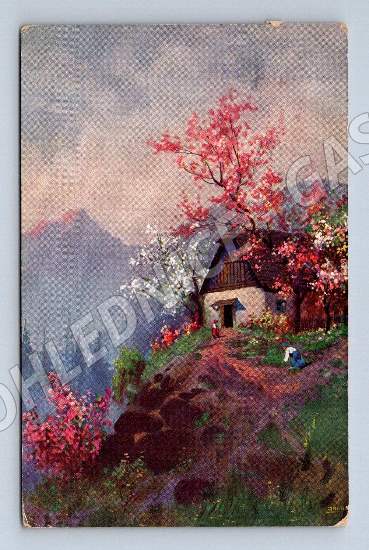 Pohlednice malovaná chalupa J Jandl (M4595)