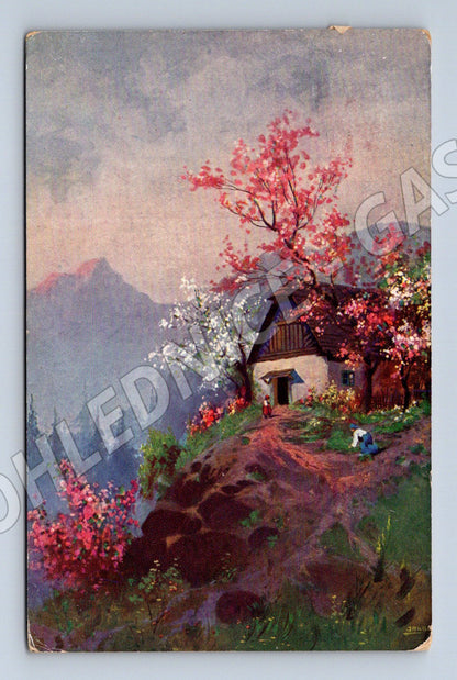 Pohlednice malovaná chalupa J Jandl (M4595)