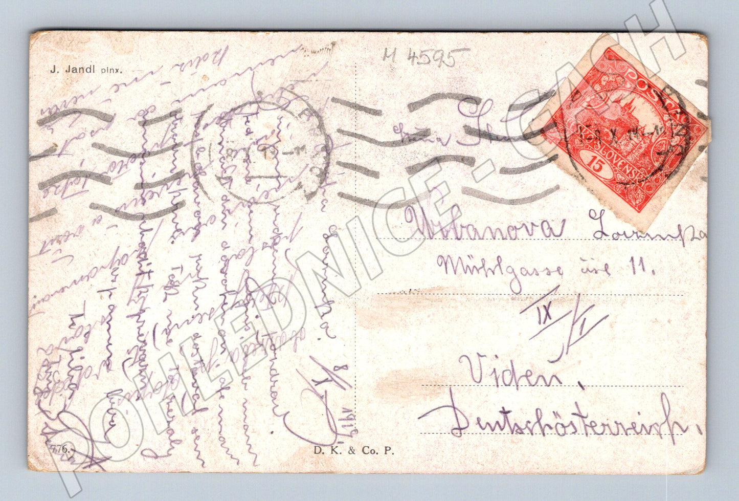 Pohlednice malovaná chalupa J Jandl (M4595)