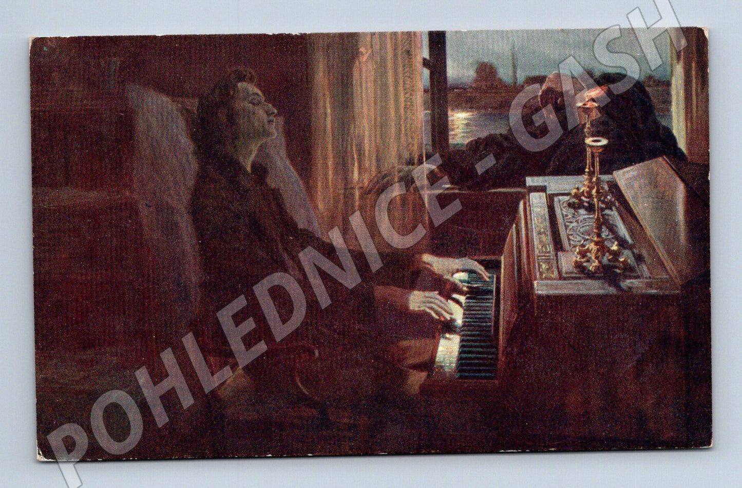 Pohlednice Chopin u klavíru portrét (M4604)