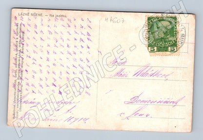 Pohlednice Lázně Mšené jezírko malovaná (M4607)
