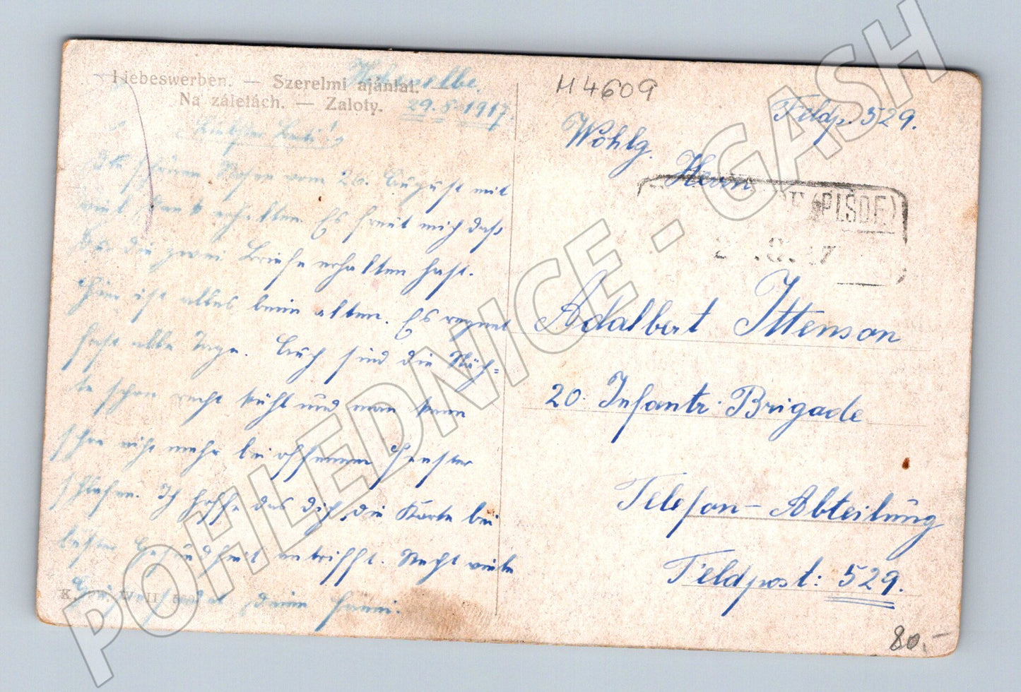 Pohlednice romantická scéna starý motiv (M4609)