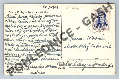 Pohlednice sanatorium Dubí Krušné hory 1954 (M465)