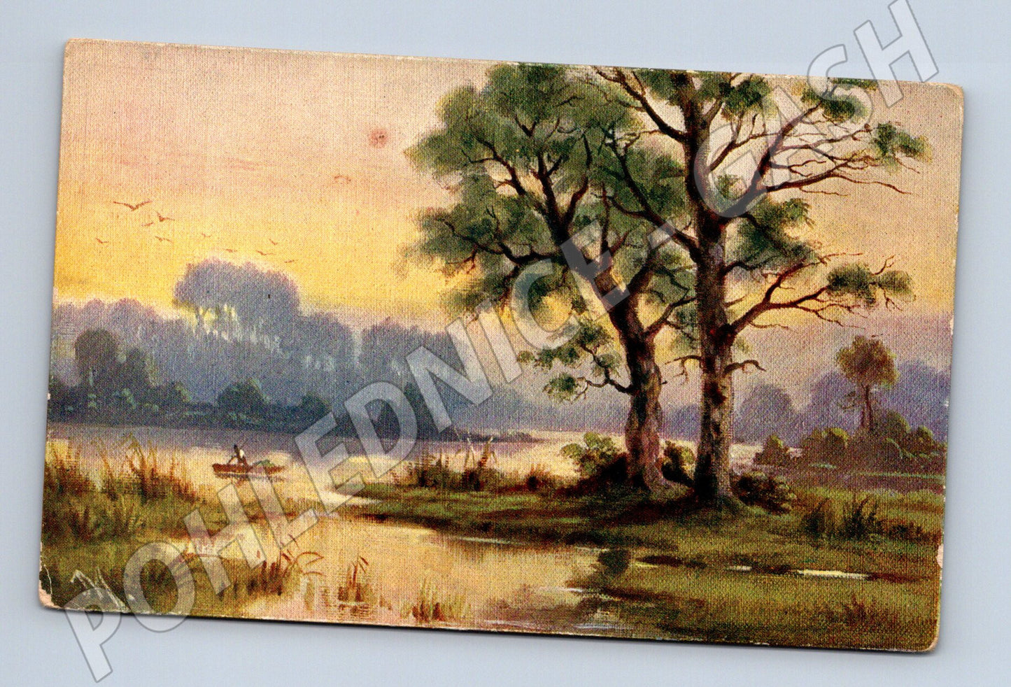 Pohlednice malovaná krajina západ slunce (M4659)