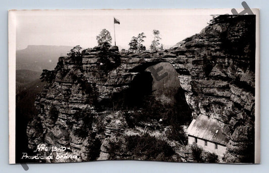 Pohlednice Pravčická brána černobílá 1947 (M466)