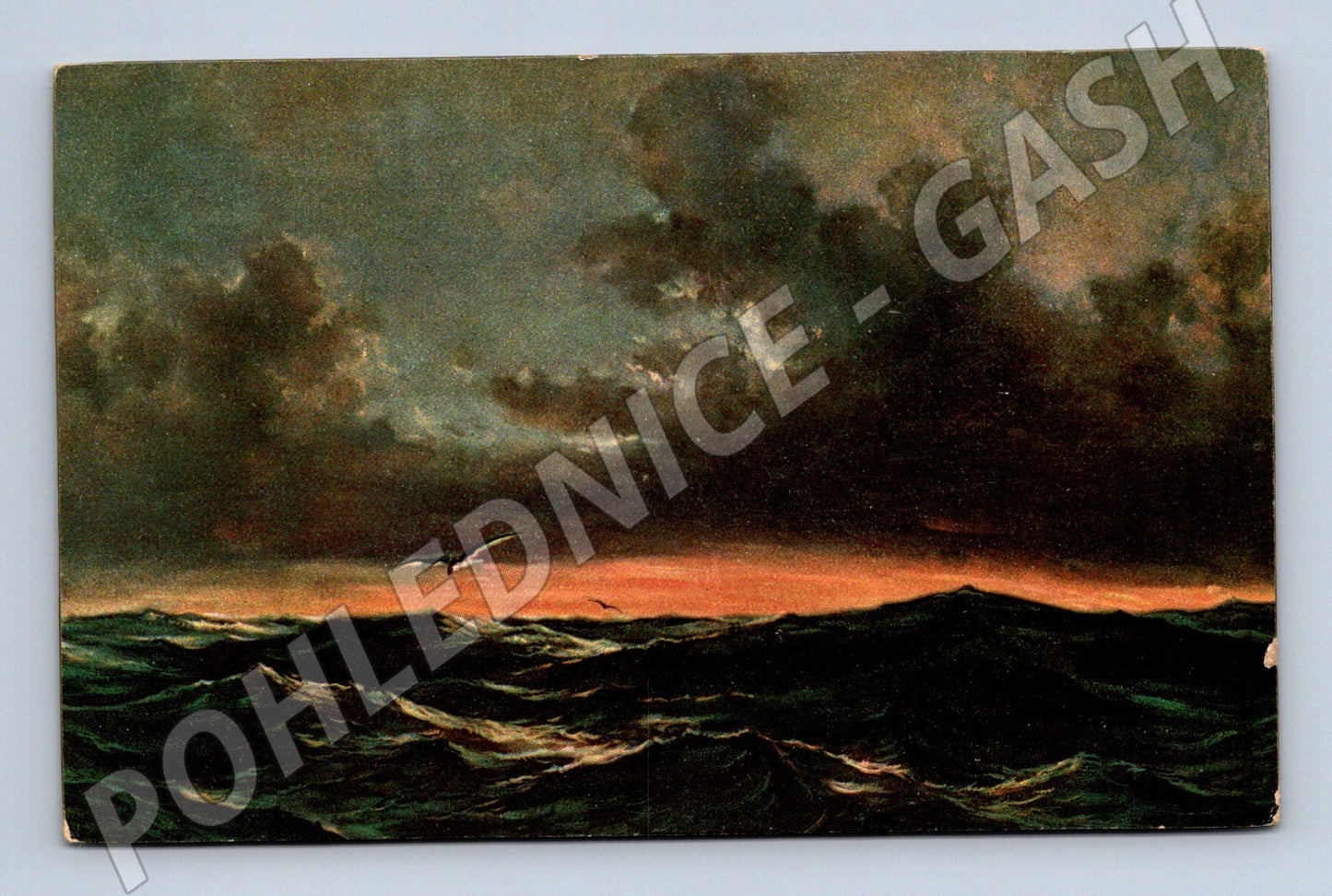 Pohlednice rozbouřené moře západ slunce (M4663)