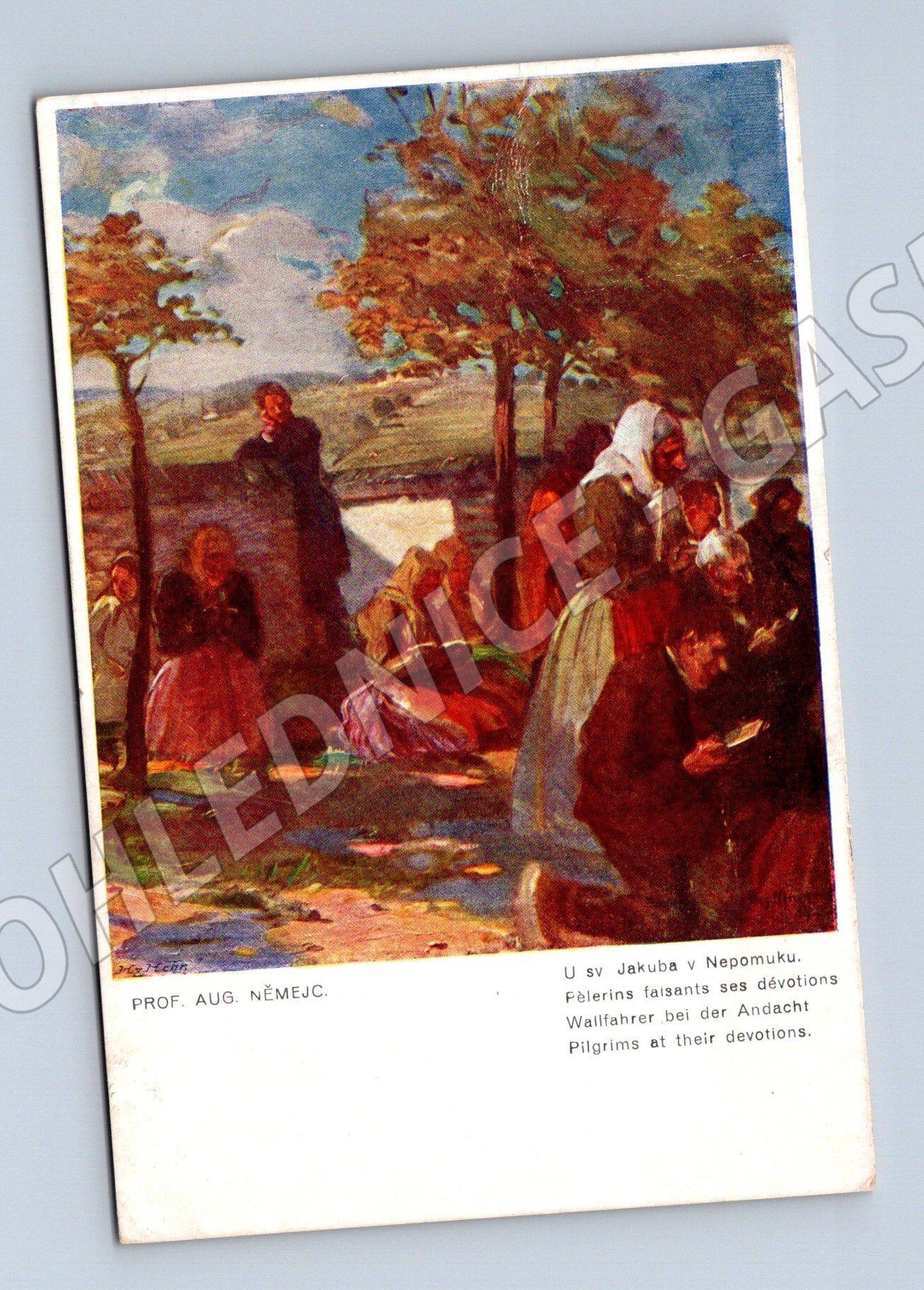 Pohlednice Aug Němejc poutníci u sv Jakuba (M4678)