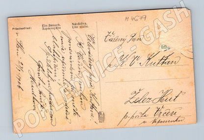 Pohlednice salonní scéna starý motiv (M4679)