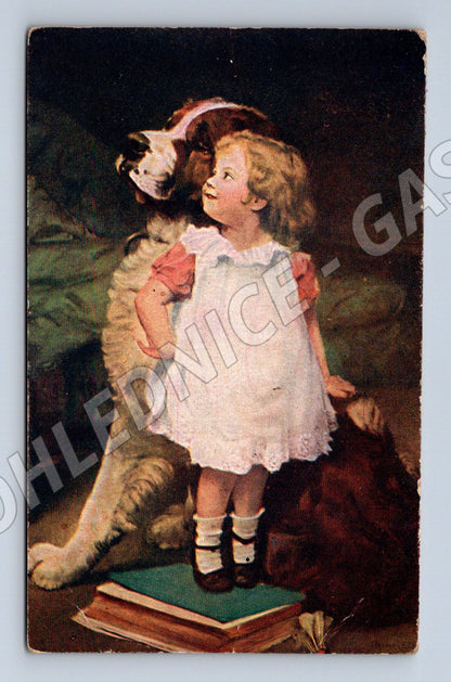 Pohlednice děvčátko se psem (M4683)