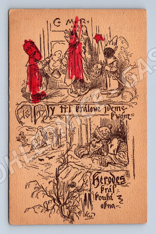 Pohlednice Mikoláš Aleš Tři králové (M4684)