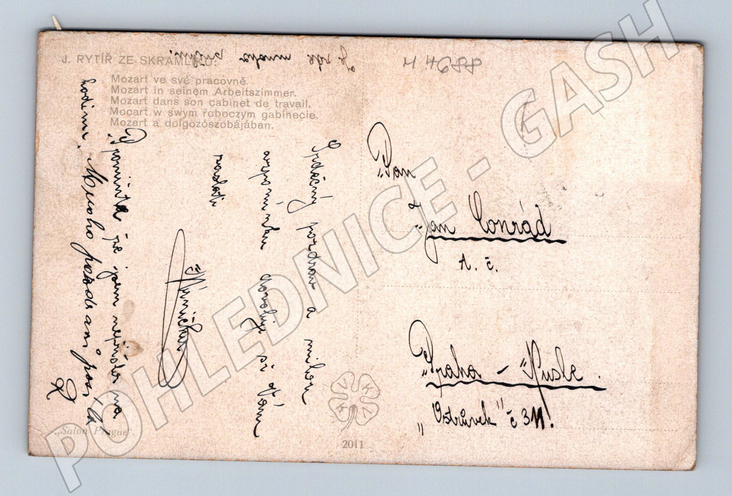 Pohlednice Mozart v pracovně malířská (M4688)