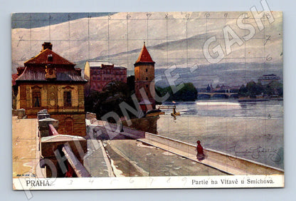 Pohlednice Praha Vltava u Smíchova Šetelík (M4704)