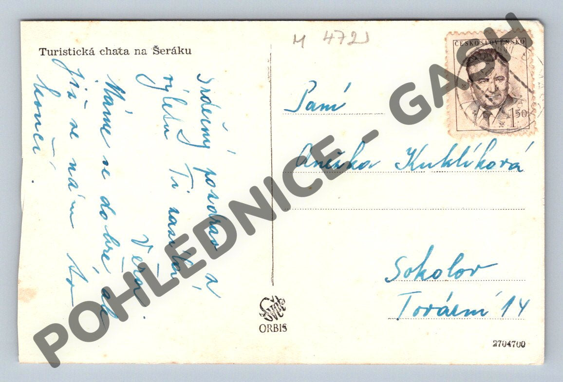 Pohlednice turistická chata na Šeráku (M472)
