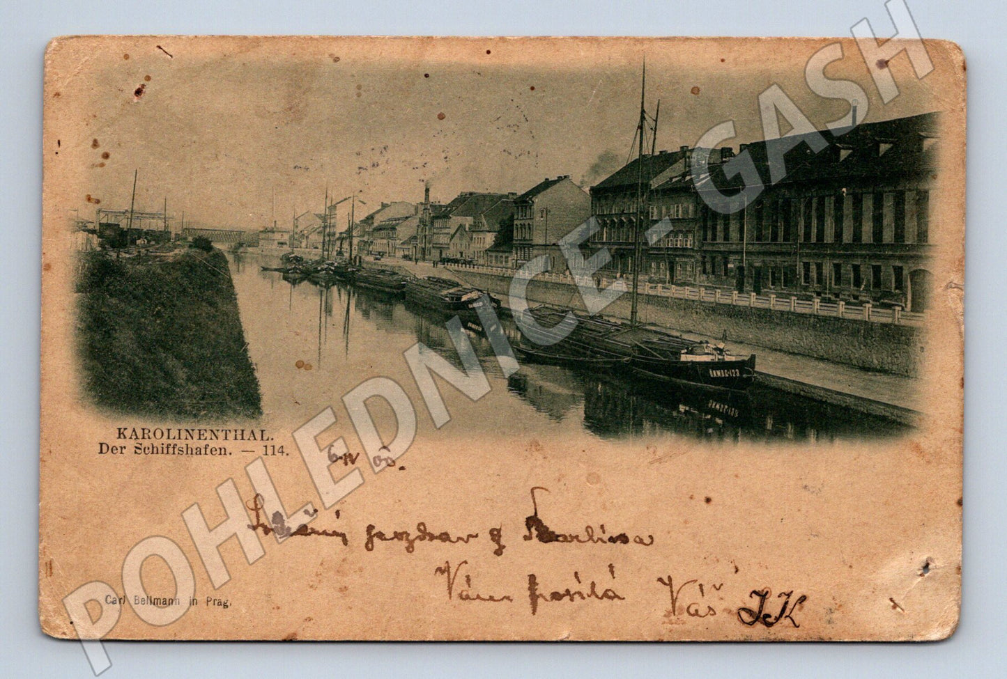 Pohlednice Karolinenthal přístav lodě Praha (M4736)
