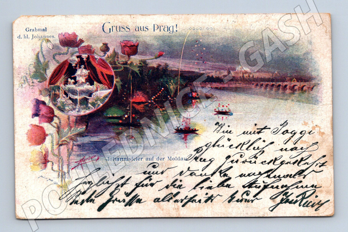 Postcard Gruss aus Prag Charles Bridge (M4739)