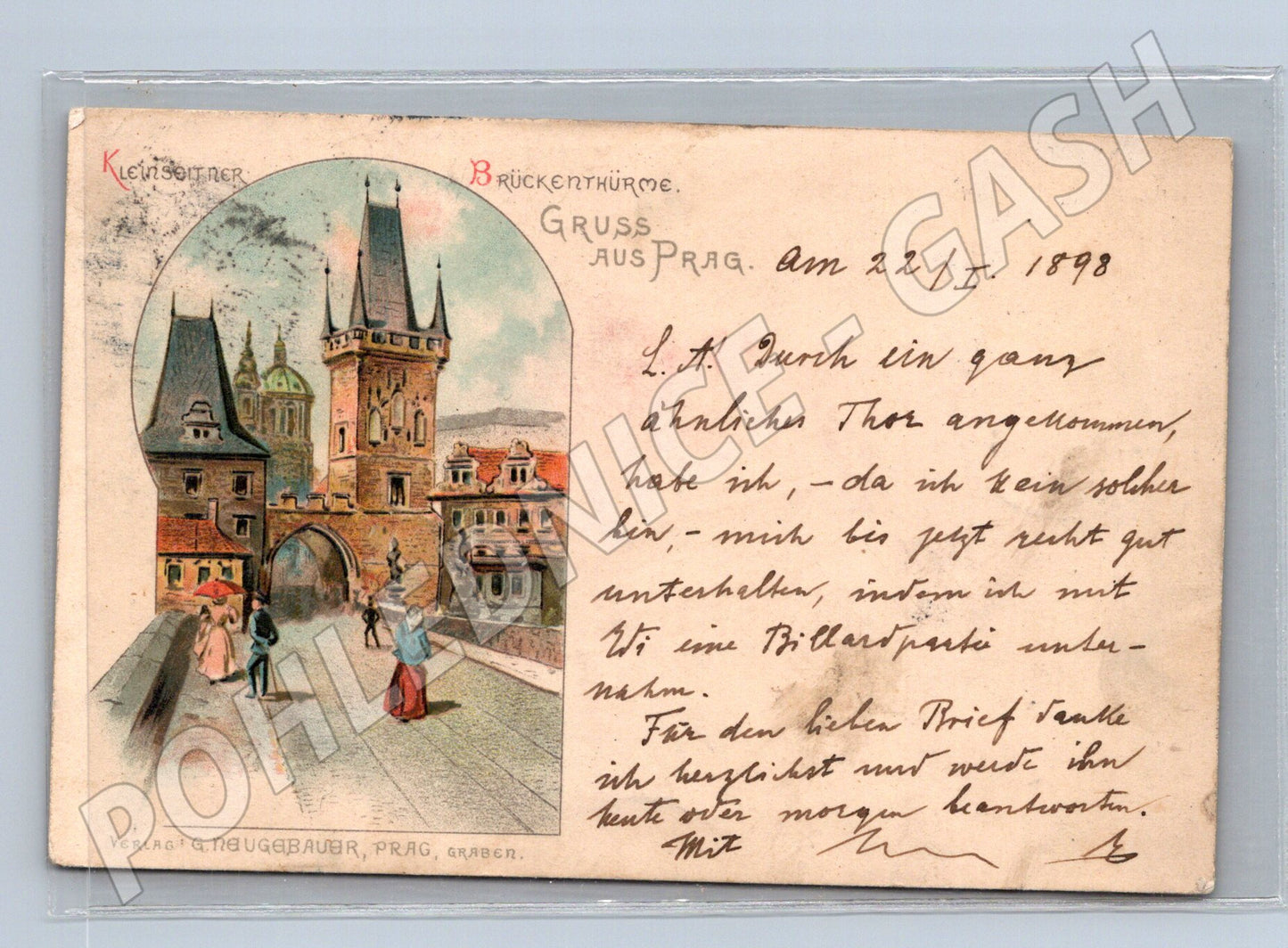 Postcard Prague Charles Bridge color illustration (M4750)