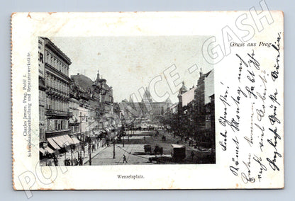 Postcard Prague Wenceslas Square Greetings from Prague (M4759)