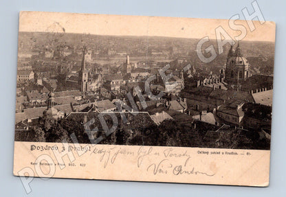 Postcard Prague Hradcany greeting Bellmann (M4760)