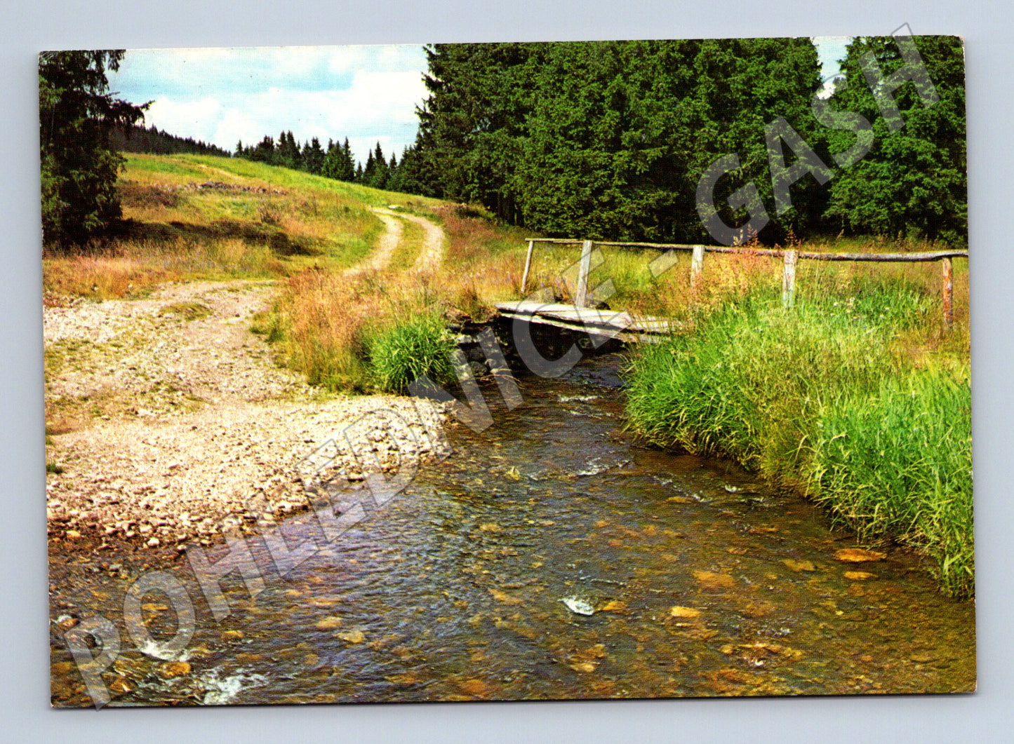 Postcard wooden bridge over the Orbis stream (M4790)