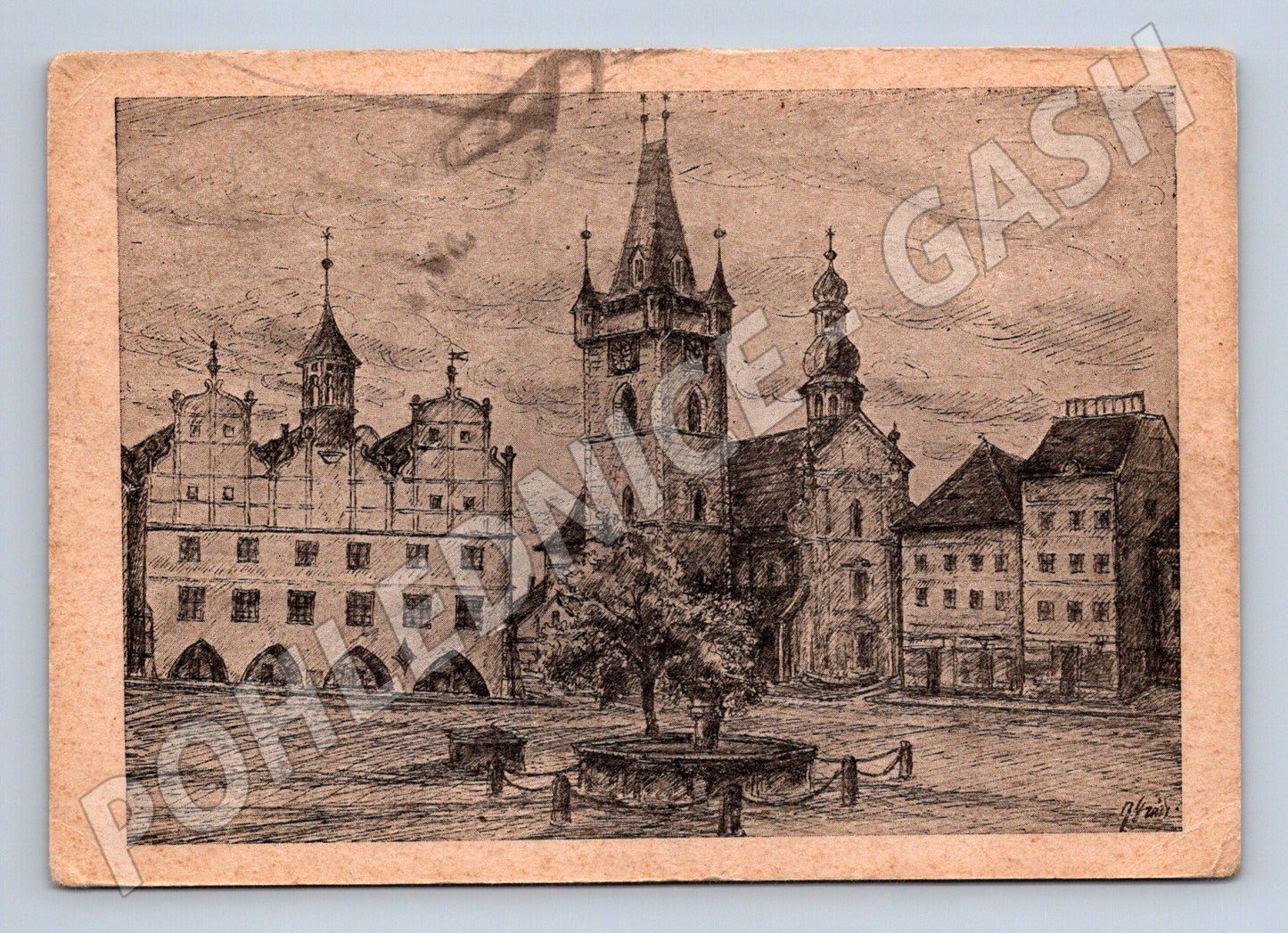 Postcard Litoměřice square drawing Growth (M4802)