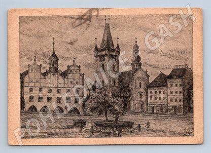 Postcard Litoměřice square drawing Growth (M4802)