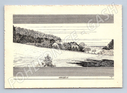 Postcard Hradec drawing Protectorate (M4809)