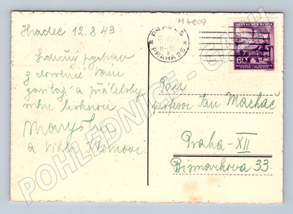 Postcard Hradec drawing Protectorate (M4809)