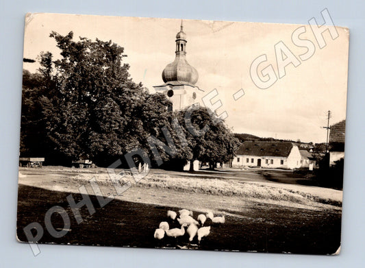 Postcard Zvíkovec square old (M4813)