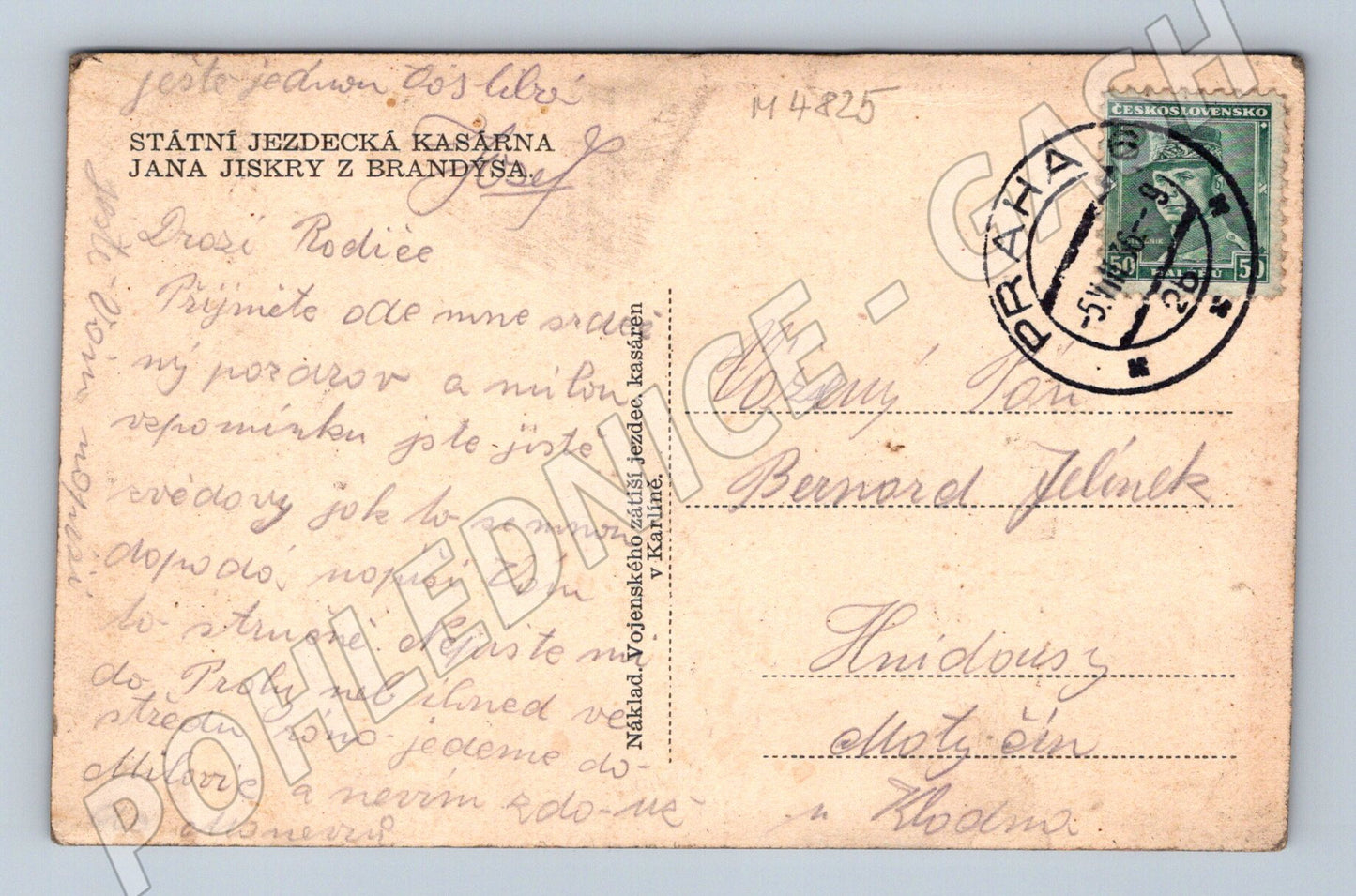 Postcard State Cavalry Barracks Prague (M4825)
