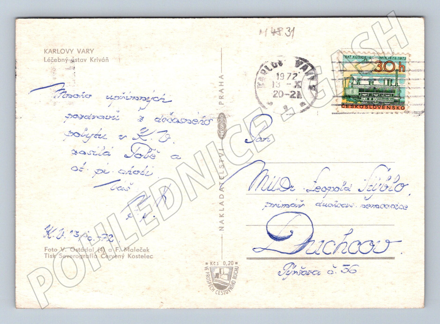 Postcard Karlovy Vary sanatorium Kriváň (M4831)