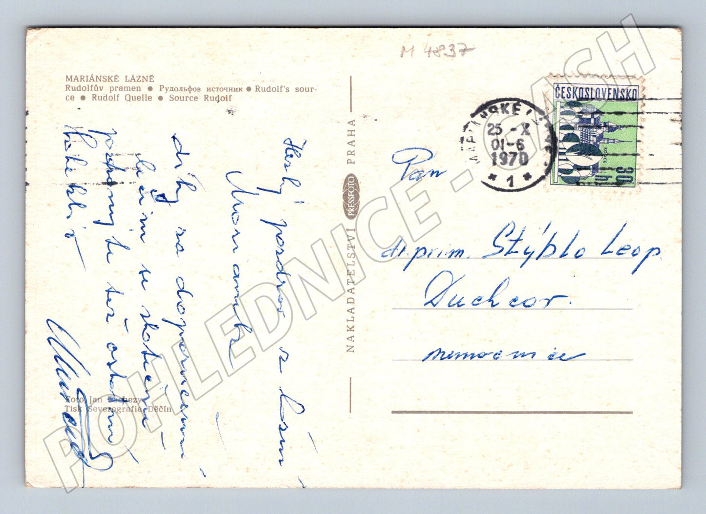 Postcard Marianske Lazne Rudolf's Spring (M4837)