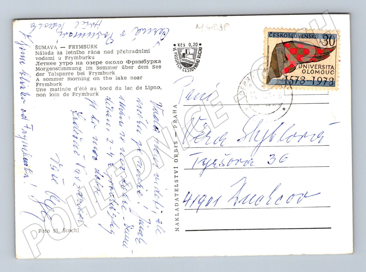 Postcard Šumava Frymburk summer morning (M4838)