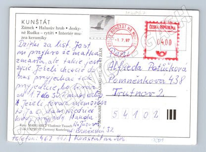 Postcard Kunštát Castle Halas' Grave (M4867)