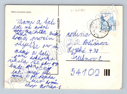 Postcard Miletín greeting colored (M4888)