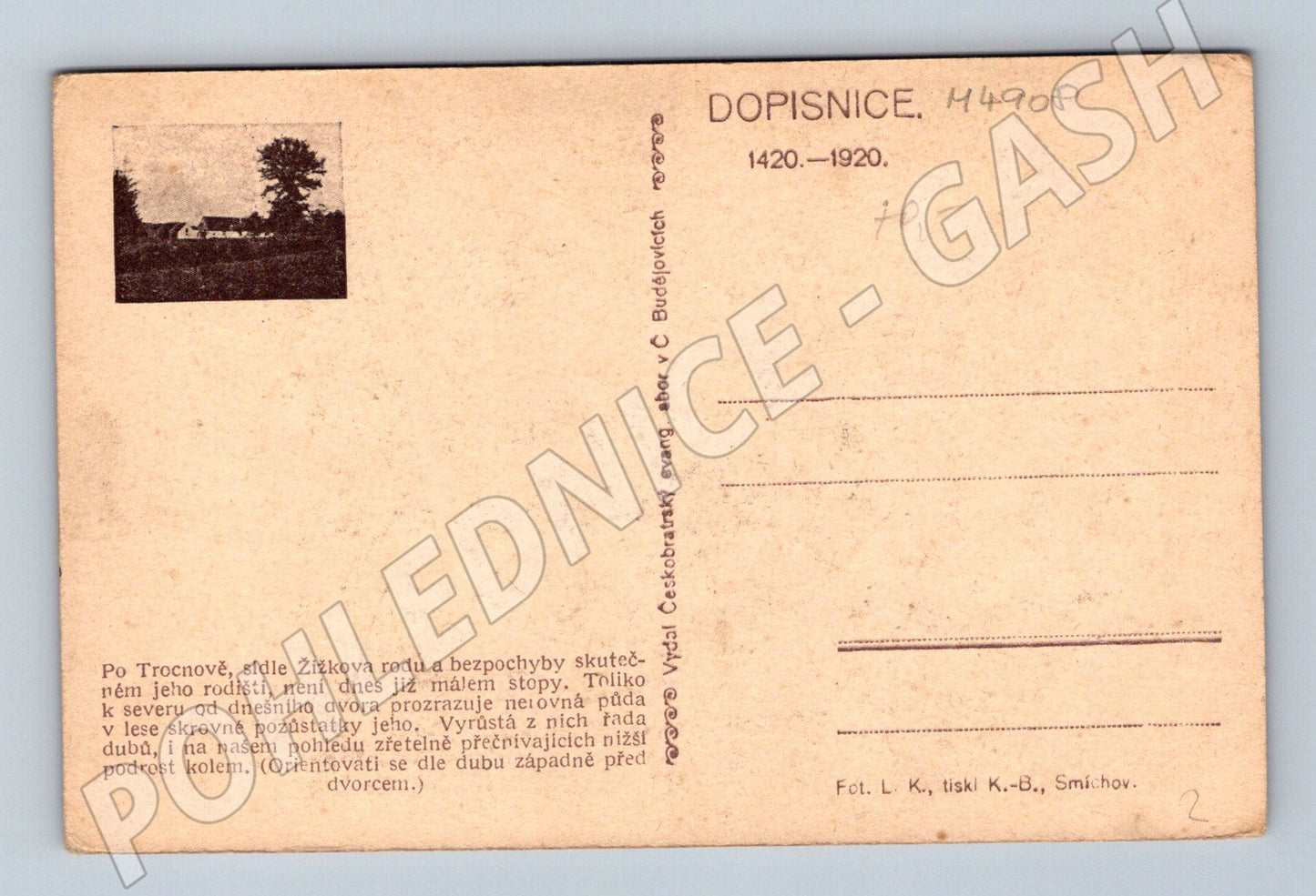 Postcard Trocnov Žižek's birthplace (M4908)