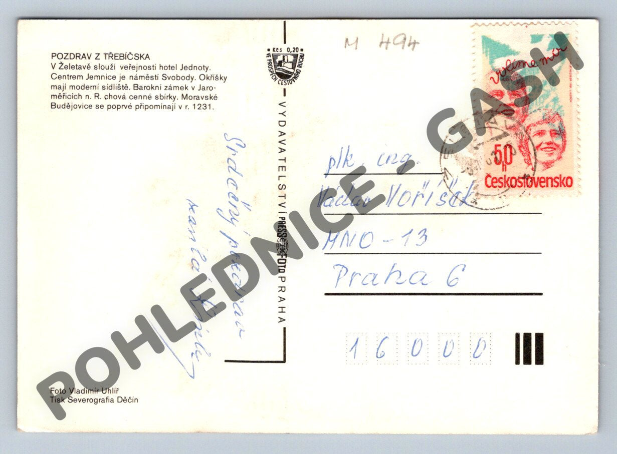 Pohlednice Pozdrav z Třebíčska (M494)