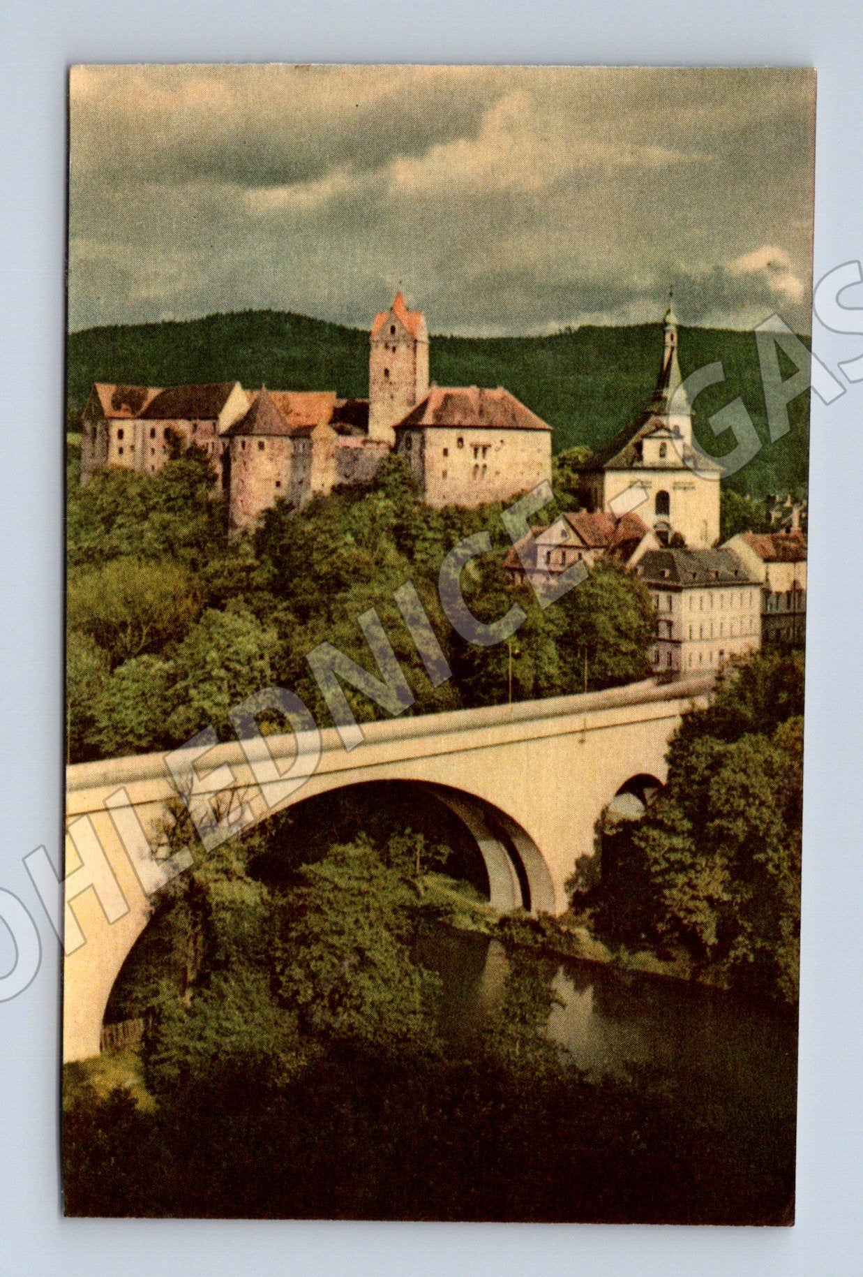 Pohlednice Loket nad Ohří hrad a most (M4942)