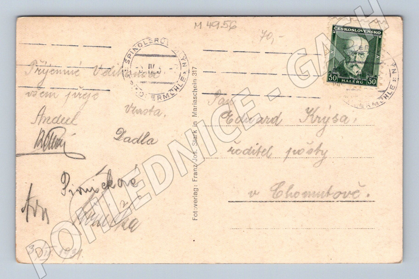 Postcard Špindlerův Mlýn historical (M4956)