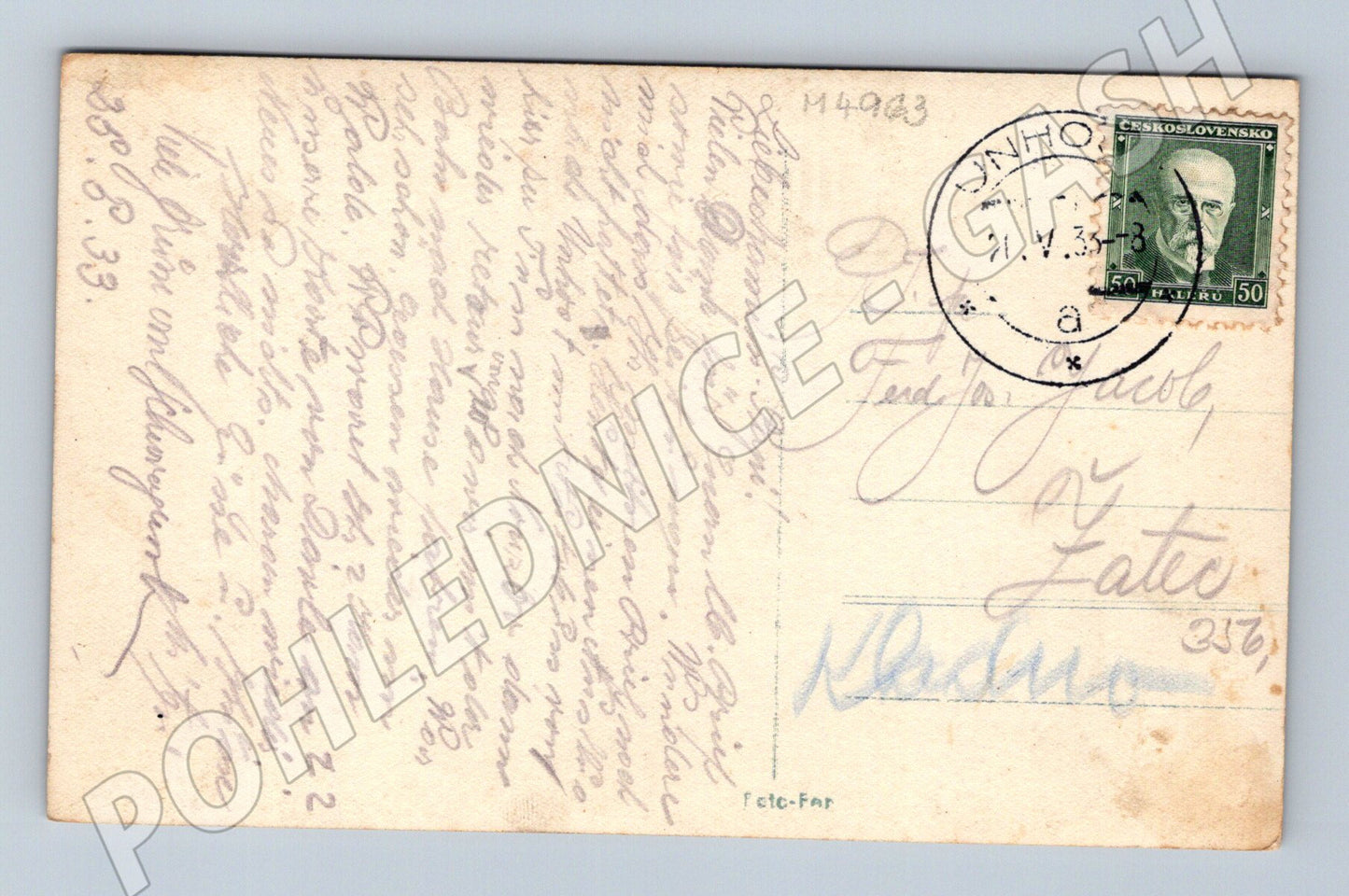 Postcard Unhošť old town (M4963)