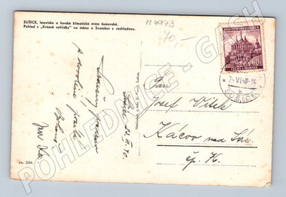 Postcard Sušice city and Svatobor (M4973)