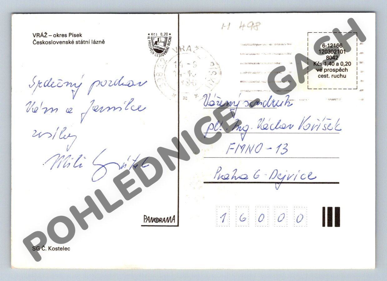 Pohlednice Vráž u Písku státní lázně (M498)
