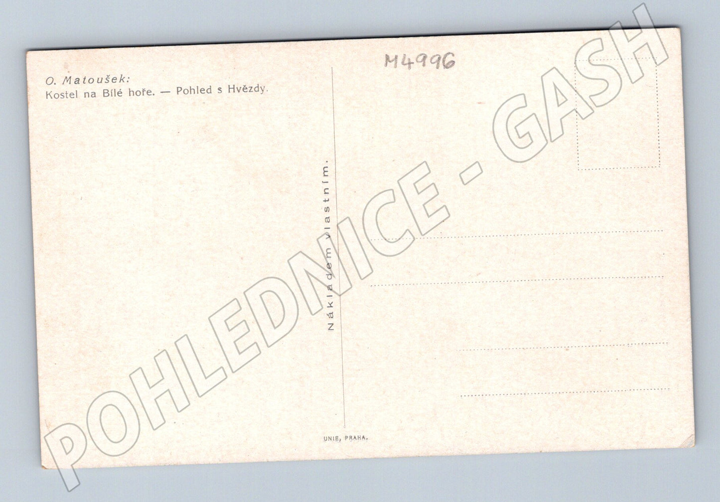 Postcard White Mountain Prague Matoušek (M4996)