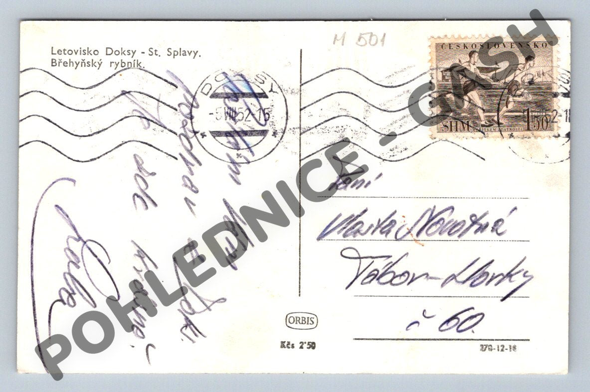 Pohlednice Bezděz Břehyňský rybník Doksy 1952 (M501)