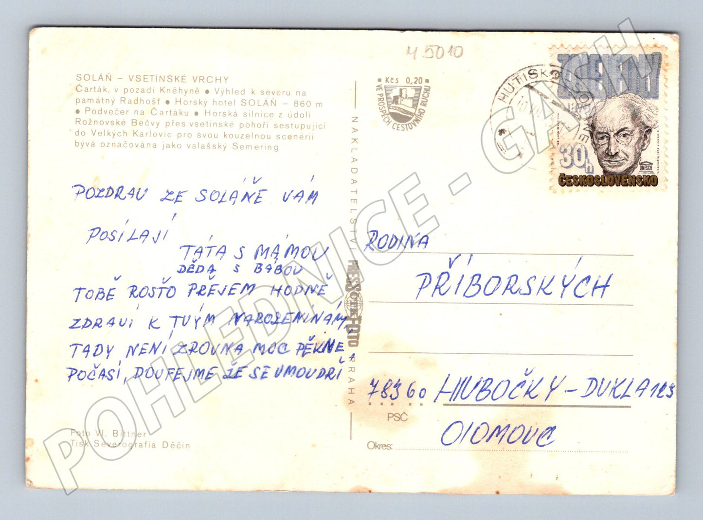 Postcard Soláň greetings (M5010)