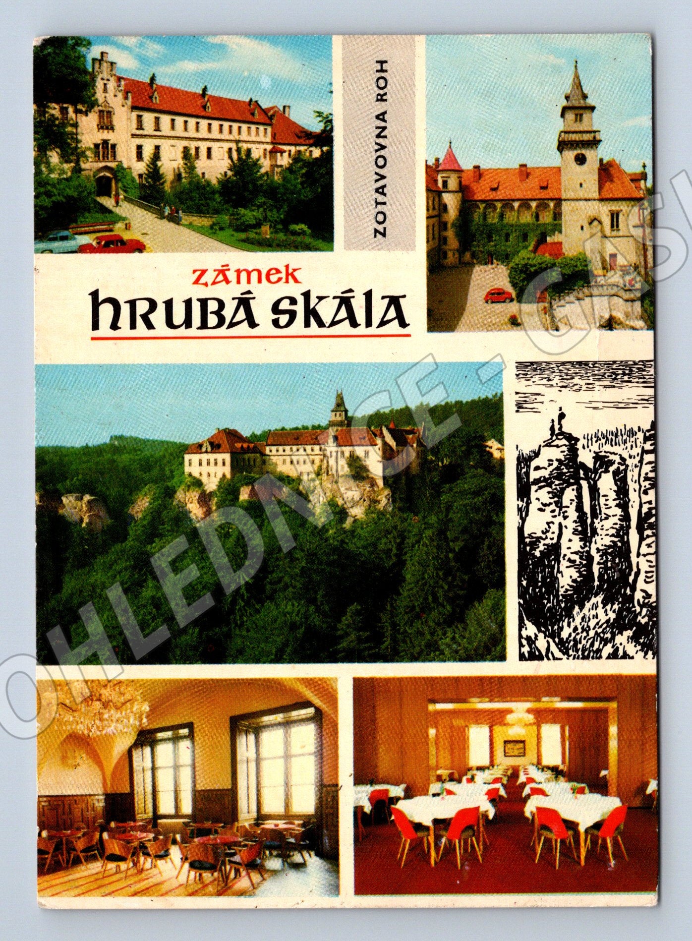 Postcard Hrubá Skála castle interiors (M5013)